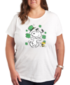 AIR WAVES AIR WAVES TRENDY PLUS SIZE PEANUTS SNOOPY & WOODSTOCK PATRICK'S DAY GRAPHIC T-SHIRT