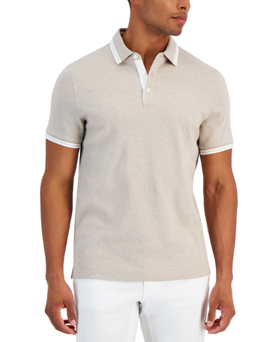 Michael Kors Men's Greenwich Polo Shirt In Oatmeal Heather