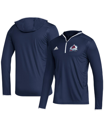 Adidas Originals Adidas Navy Colorado Avalanche Team Long Sleeve Quarter-zip Hoodie T-shirt