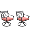 Agio Wythburn Mix And Match Scroll Outdoor Swivel Chairs, Set Of 2 In Peony Brick Red,bronze Finish