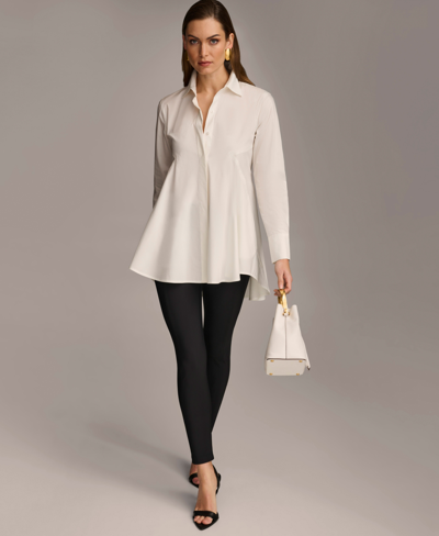 Donna Karan Women's A-line Button Down Poplin Tunic In Cream