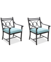 Agio Wythburn Mix And Match Scroll Outdoor Dining Chairs, Set Of 2 In Spa Light Blue,pewter Finish
