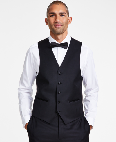 Michael Kors Men's Classic-fit Wool-blend Stretch Solid Suit Vest In Black