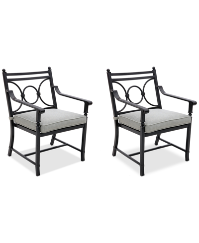 Agio Wythburn Mix And Match Scroll Outdoor Dining Chairs, Set Of 2 In Oyster Light Grey,pewter Finish