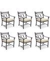 Agio Wythburn Mix And Match Scroll Outdoor Dining Chairs, Set Of 6 In Straw Natural,bronze Finish
