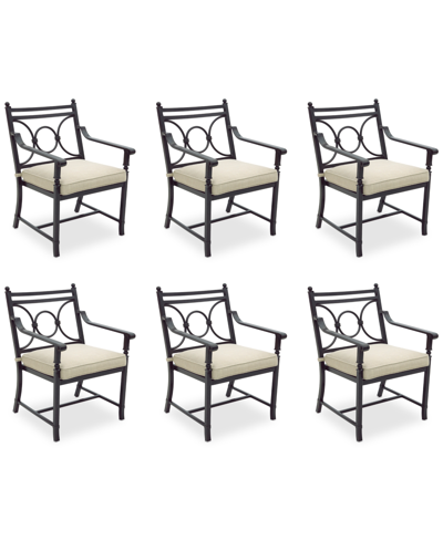 Agio Wythburn Mix And Match Scroll Outdoor Dining Chairs, Set Of 6 In Straw Natural,pewter Finish