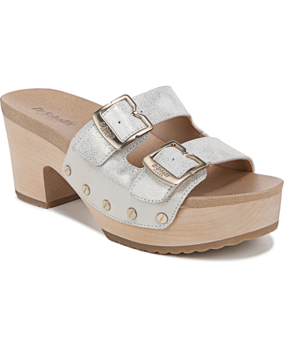 Dr. Scholl's Original Vibe Platform Slide Sandal In Metallic Gold Leather