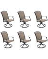 Agio Wythburn Mix And Match Filigree Sling Outdoor Swivel Chairs, Set Of 6 In Mocha Grey,pewter Finish