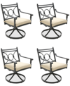 Agio Wythburn Mix And Match Scroll Outdoor Swivel Chairs, Set Of 4 In Straw Natural,pewter Finish