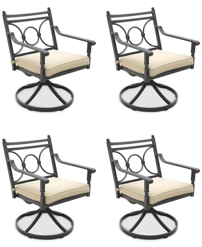 Agio Wythburn Mix And Match Scroll Outdoor Swivel Chairs, Set Of 4 In Straw Natural,bronze Finish