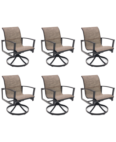 AGIO WYTHBURN MIX AND MATCH SLEEK SLING OUTDOOR SWIVEL CHAIRS, SET OF 6, CREATED FOR MACY'S