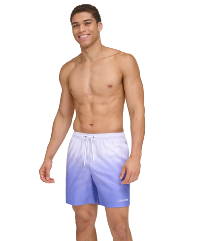 Calvin Klein Men's Gradient Striped 7" Volley Swim Trunks In Periwinkle