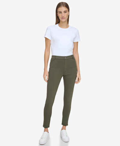 Marc New York Andrew Marc Sport Women's Pull On Ponte Pants With Twisted Seams In Forest Green