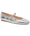 Dolce Vita Reyes Wide Ballet Flats Silver Distressed Leather In Metallic Silver Leather