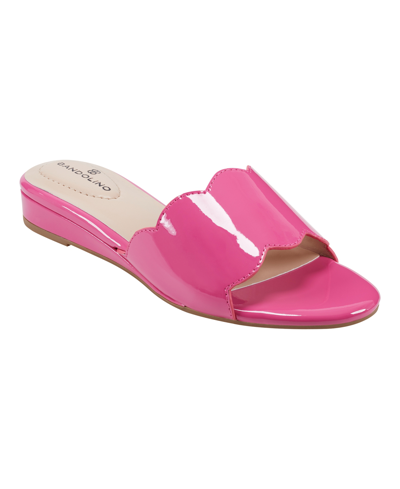 Bandolino Women's Kayla Scalloped Edge Demi Wedge Sandals In Pink Patent