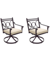 Agio Wythburn Mix And Match Scroll Outdoor Swivel Chairs, Set Of 2 In Straw Natural,bronze Finish