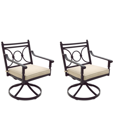 Agio Wythburn Mix And Match Scroll Outdoor Swivel Chairs, Set Of 2 In Straw Natural,pewter Finish