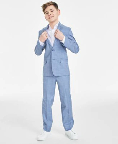 Tommy Hilfiger Kids' Big Boys Stretch Sharkskin Jacket Oxford Shirt Stretch Sharkskin Pants In Blue