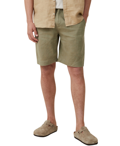 Cotton On Men's Linen Pleat Shorts In Faded Clover