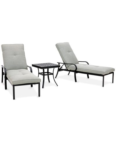 Agio St Croix Outdoor 3-pc Chaise Set (2 Chaise Lounge Chairs + 1 End Table) In Oyster Light Grey
