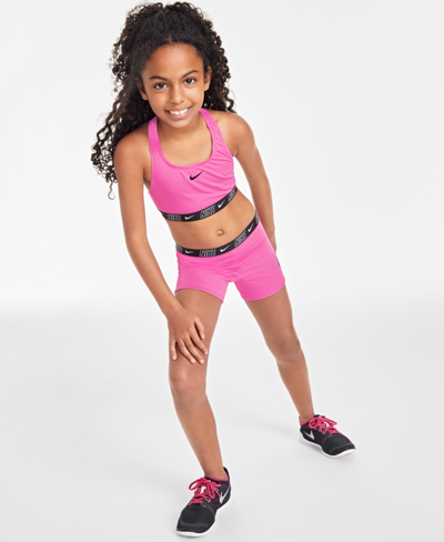 Nike Kids' Big Girls Logo Tape Racerback Top And Swim Shorts, 2 Piece Set In Playful Pink