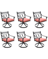 Agio Wythburn Mix And Match Scroll Outdoor Swivel Chairs, Set Of 6 In Peony Brick Red,bronze Finish
