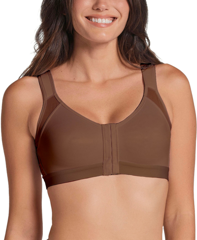 Leonisa Women's Multi Functional Back Support Posture Corrector Wireless Bra 011473 In Dark Brown