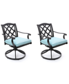 Agio Wythburn Mix And Match Lattice Outdoor Swivel Chairs, Set Of 2 In Spa Light Blue,bronze Finish