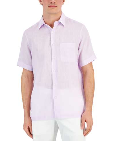 Club Room Men's 100% Linen Shirt, Created For Macy's In Lavender