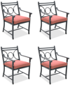 Agio Wythburn Mix And Match Scroll Outdoor Dining Chairs, Set Of 4 In Peony Brick Red,pewter Finish