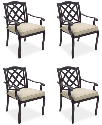 Agio Wythburn Mix And Match Lattice Outdoor Dining Chairs, Set Of 4 In Straw Natural,pewter Finish