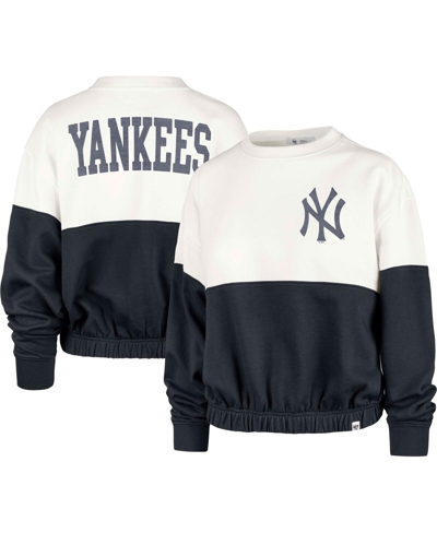 47 Brand Women's ' White, Navy New York Yankees Take Two Bonita Pullover Sweatshirt In White,navy
