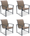 Agio Wythburn Mix And Match Sleek Sling Outdoor Dining Chairs, Set Of 4 In Mocha Grey,pewter Finish
