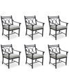 Agio Wythburn Mix And Match Scroll Outdoor Dining Chairs, Set Of 6 In Oyster Light Grey,bronze Finish