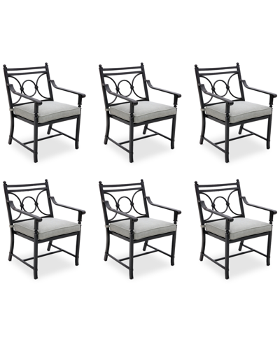 Agio Wythburn Mix And Match Scroll Outdoor Dining Chairs, Set Of 6 In Oyster Light Grey,pewter Finish