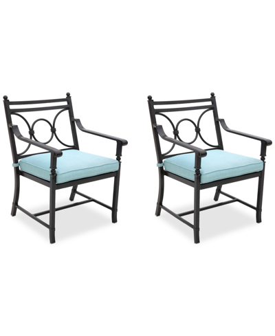 Agio Wythburn Mix And Match Scroll Outdoor Dining Chairs, Set Of 2 In Spa Light Blue,bronze Finish