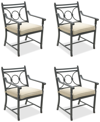 Agio Wythburn Mix And Match Scroll Outdoor Dining Chairs, Set Of 4 In Straw Natural,pewter Finish