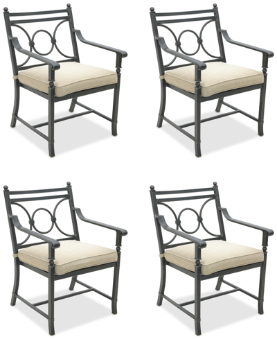 Agio Wythburn Mix And Match Scroll Outdoor Dining Chairs, Set Of 4 In Straw Natural,bronze Finish