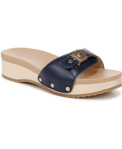 Dr. Scholl's Women's Original-too Slide Sandals In Navy Blue Leather
