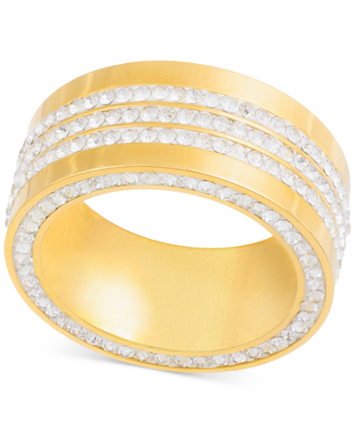 Legacy For Men By Simone I. Smith Men's Crystal Wide Band In Gold-tone Ion-plated Stainless Steel