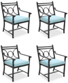 Agio Wythburn Mix And Match Scroll Outdoor Dining Chairs, Set Of 4 In Spa Light Blue,bronze Finish
