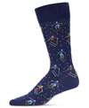 Memoi Men's Skiers Paradise Novelty Crew Socks In Navy Blazer