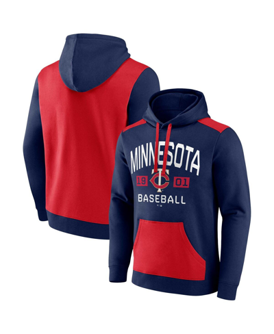 Fanatics Men's  Navy, Red Minnesota Twins Chip In Pullover Hoodie In Navy,red