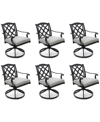 Agio Wythburn Mix And Match Lattice Outdoor Swivel Chairs, Set Of 6 In Oyster Light Grey,bronze Finish