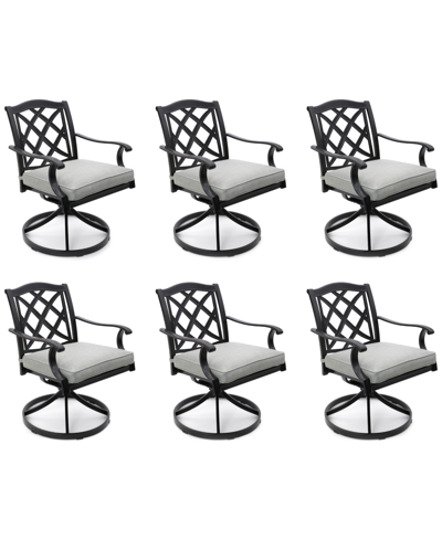 Agio Wythburn Mix And Match Lattice Outdoor Swivel Chairs, Set Of 6 In Oyster Light Grey,pewter Finish