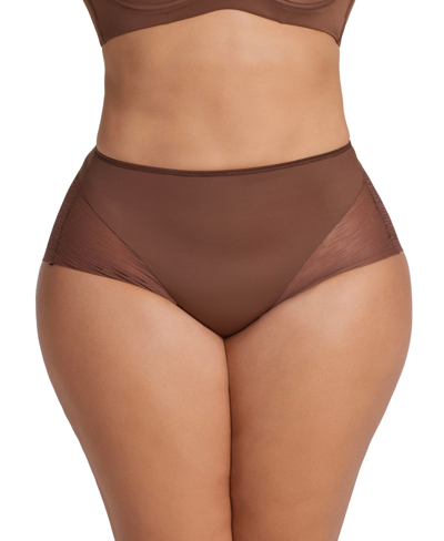Leonisa High Waisted Sheer Lace Shaper Panty In Dark Brown
