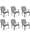 Agio Wythburn Mix And Match Lattice Outdoor Dining Chairs, Set Of 6 In Oyster Light Grey,pewter Finish