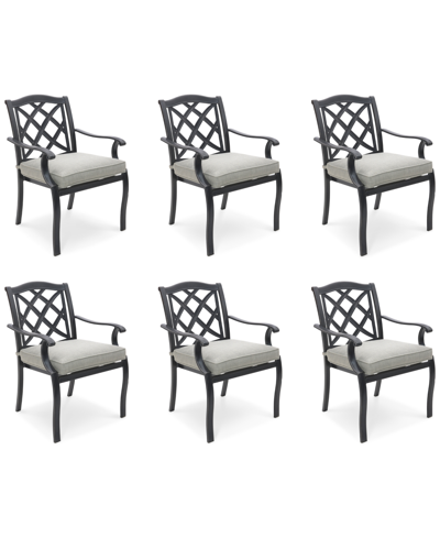 Agio Wythburn Mix And Match Lattice Outdoor Dining Chairs, Set Of 6 In Oyster Light Grey,bronze Finish