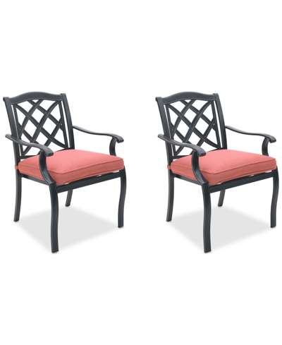 Agio Wythburn Mix And Match Lattice Outdoor Dining Chairs, Set Of 2 In Peony Brick Red,bronze Finish