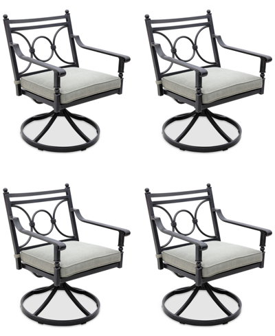 Agio Wythburn Mix And Match Scroll Outdoor Swivel Chairs, Set Of 4 In Oyster Light Grey,pewter Finish